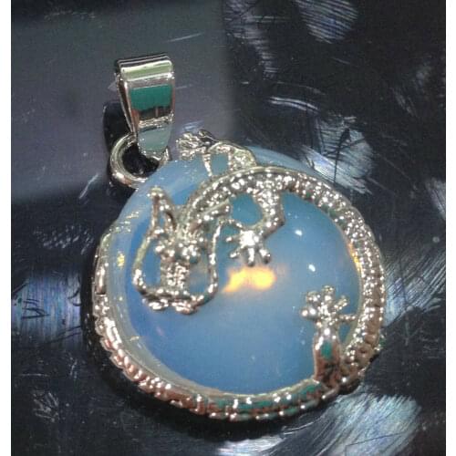 New Beautiful Opal Gemstone Gems dragon Pendant 23x23mm