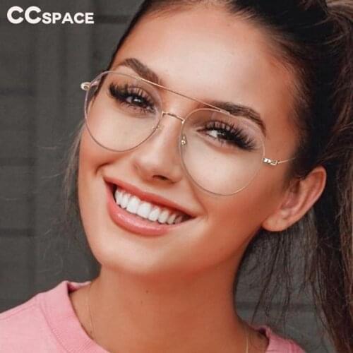 53372 Large Frame Metal Anti-Blue Light Glasses Frame Spring Leg Optical Fashion Computer Glasses for Men Women