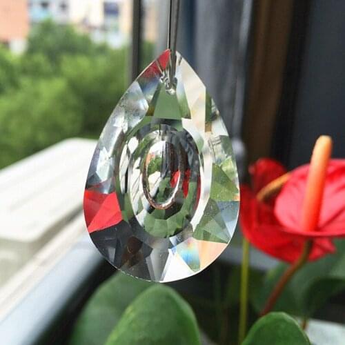 Wholesale price Free rings +500pcs 38mm clear crystal lamp parts/crystal chandelier pendant,crystal suncatcher Home Decoration