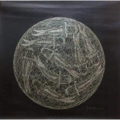 Origina High Quality Hand Painted Oil Canvas Painting Palette Knife Net Shape Nine Fish Painting Wall Picture for Living Room