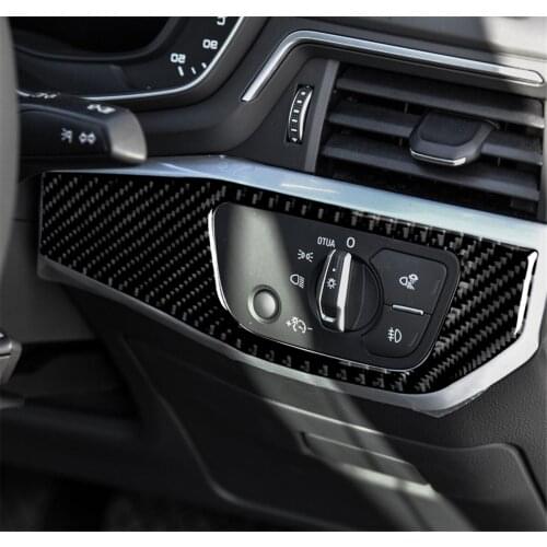 Carbon Fiber Head Light Lamp Panel Decorative Cover Trim Sticker for Audi A4 B9 2017-2019 Car Accessories Interior Decoration