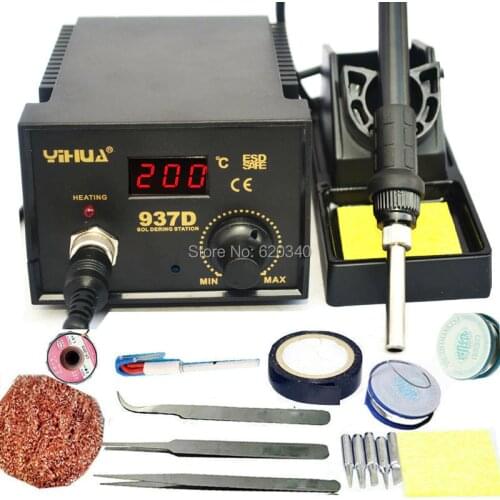 High Quality 50W Yihua 937D Electric iron Soldering Station with Extra free A1321 Ceramic Heater 220v Free shipping