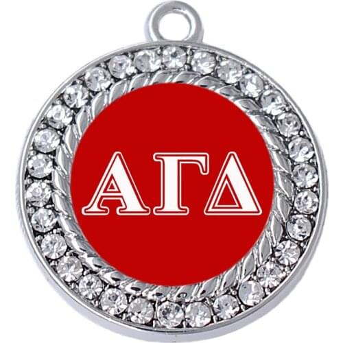 Double Nose Zinc alloy Metal Craft Poster Alpha Gamma Delta Charm Greek Letter Sorority Pendant For University Student Group DIY