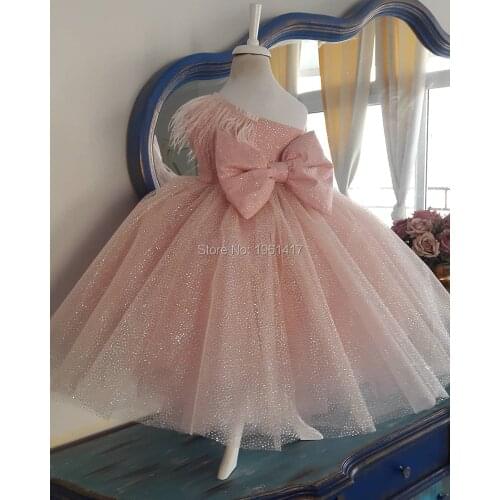 Luxury Pink Dress Baby Girls Birthday Party Dress With bow Celebration Dresses Custom clothes