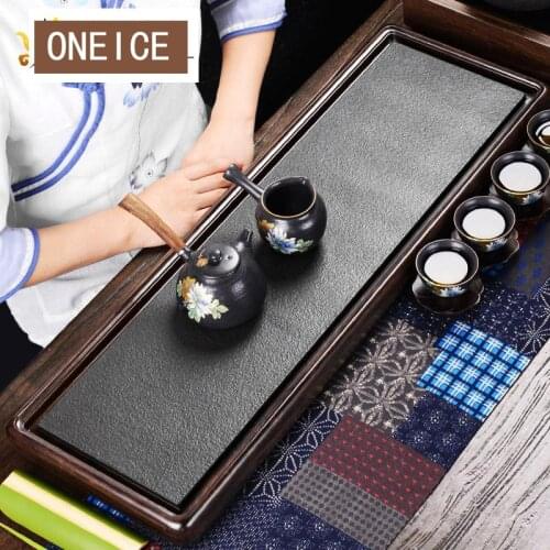 ONEICE Block Ebony Tea Tray Solid Wood Flat Sets Straight - Style Large Chinese Stone Table Storage Trays