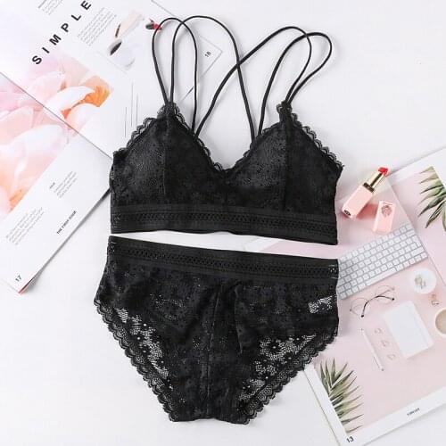 Beauty Back Sexy Womens Underwear Set Lace Bra and Panty Sets Female Brassiere Embroidery Lingerie Set Push-up Sports Bra