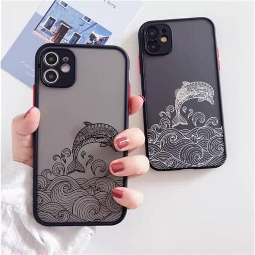 Line Clear Animals Dolphins Sharks Phone Case For iPhone 12 Mini 11 Pro Max X XR XS Max 7 8 6s Plus SE 2020 Soft TPU Back Cover