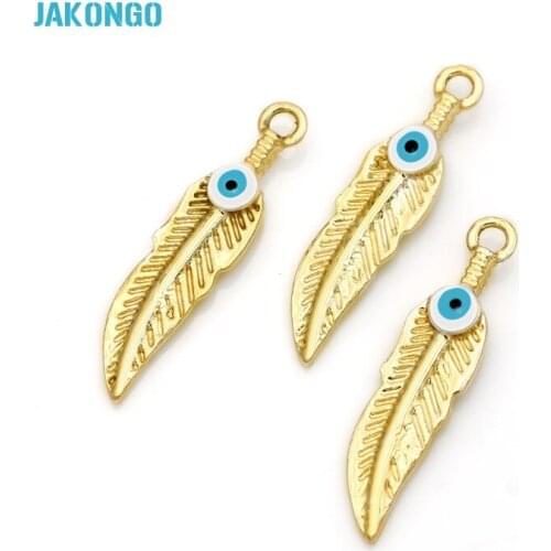 Rose Golden Color Enamel Feather Charms Pendants for Bracelet Necklace Jewelry Making DIY Handmade Craft 35x9mm