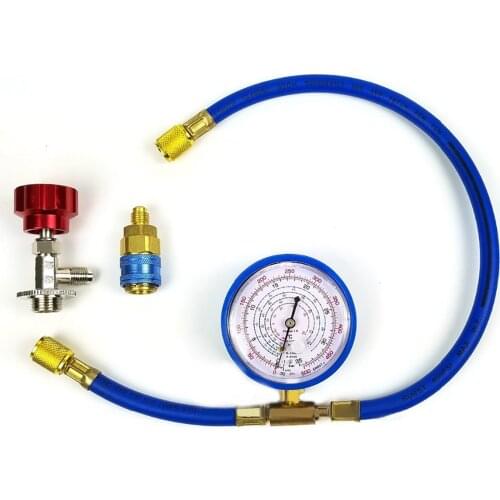 1 Set New M14 R134a Refrigerant Charging Hose With Gauge Recharge Measuring Tool