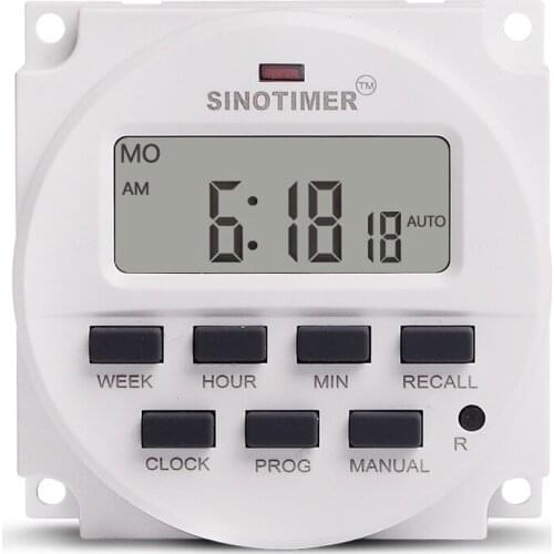 SINOTIMER 15.98 Inch LCD Digital Timer 12V DC 7 Days Programmable Time Switch TM618N-4