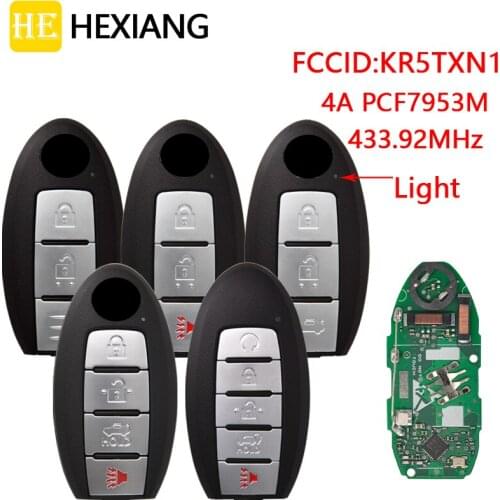 HE Xiang Remote Control Car Smart Key For Rogue Sport Kicks S SV PN:285E3-5RA0A FCC KR5TXN1 4A Chip 433.92MHz Promixity Card