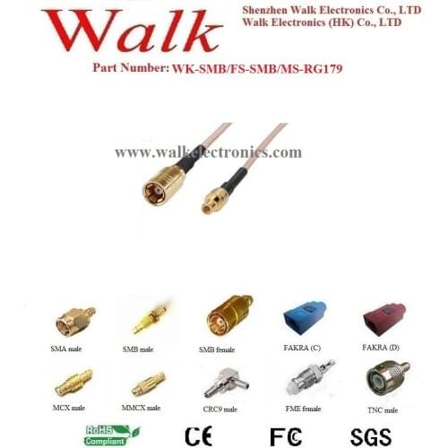 SMB connector cable: SMB female straight to SMB male straight with RG179 cable