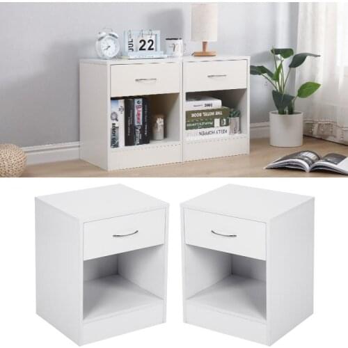2Pcs/Set Nightstand Drawer Organizer Storage Cabinet Modern Bedside Table Bedroom Furniture Nordic White Bedside Table HWC