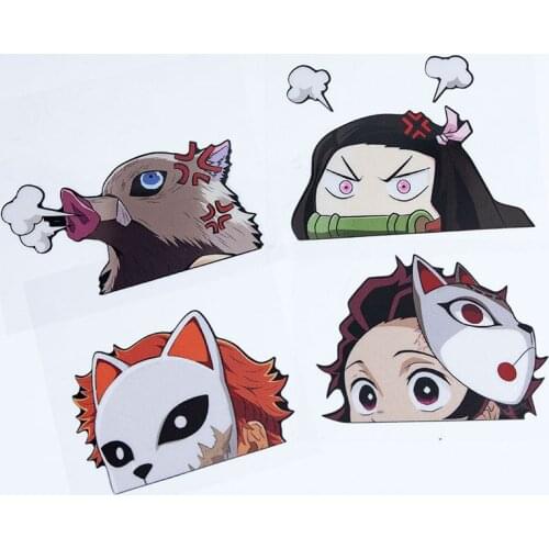 Car Styling Vinyl Decals Cartoon Anime Auto Motor Bicycle Helmet Sticker for Demon Slayer Kamado Tanjiro Nidouzi Rabbit