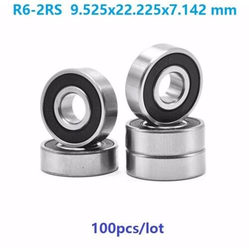 100pcs/lot R6-2RS R6RS R6 RS 3/8" x 7/8" x 9/32" inch rubber sealed bearing Deep Groove Ball bearing 9.525x22.225x7.142mm