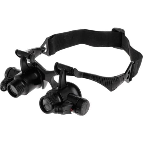 10X 15X 20X 25X LED Magnifier Double Eye Glasses Loupe Lens Jeweler Watch Repair Lens Glass Magnifier Loupe with LED Lamp