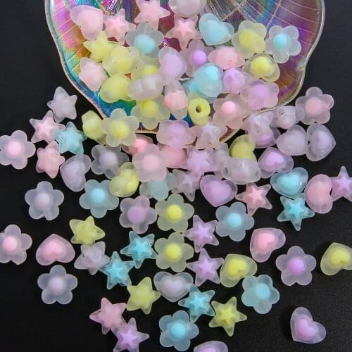 20PC/lot Star Flower Heart Beads Acrylic Loose Spacer Beads for Jewelry Making Hairpin Handmade Diy Accessories