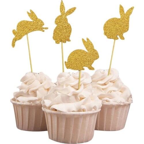 4/5pcs Happy Easter Cake Topper Acrylic Bunny Cake Decorating Supplies New Glitter Cupcake Topper for Wedding Decor Gadgets
