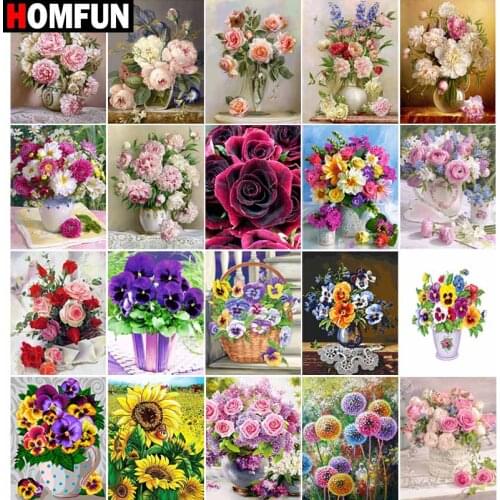 HOMFUN Full Drill Diamond Painting "Bouquet Scenery Theme " DIY Picture Of Rhinestone 5D Diamond Embroidery Cross Stitch Decor