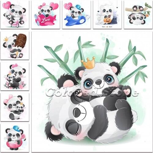 New Diamond painting Cartoon Animals Panda airplane bicycle 5D DIY Full Square Drill embroidery Cross stitch 3D Round mosaic 169