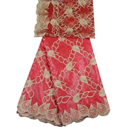 Big Red High Quality 2019 African Bazin Riche Getzner Women Fashion Lace With Beads And Embroidery Bazin Lace Fabric 1302