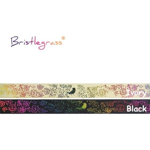BRISTLEGRASS Combo 4 Yard 5/8" 15mm Rainbow Flower Bird Foil Print Fold Over Elastics FOE Spandex Band Tape Hair Tie Sewing Trim