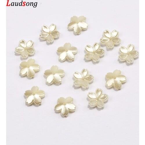 100Pcs 11mm Ivory Acrylic Pearl Beads Flower Spacer Beads Caps For Jewelry Making Necklace Bracelet DIY Accessories