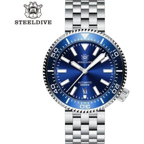 Steeldive 1000M Dive Watch Men NH35 Sapphire Crystal Automatic Watch Stainless Steel Watch Mechanical C3 BGW9 Luminous