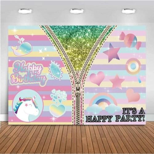 Happy Children Birthday Cake Table Decor Backdrops Unicorn Cartoon Shark Decorations Parent Child Party Backgrounds For Photo