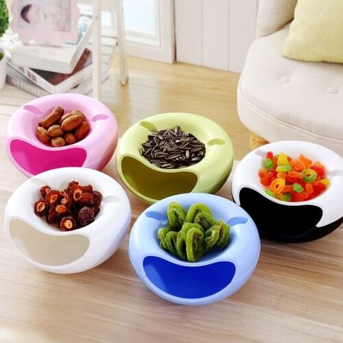 Double Layer Dry Fruit Containers Garbage Holder Plate Dish Organizer Plastic Snacks Seeds Storage Box