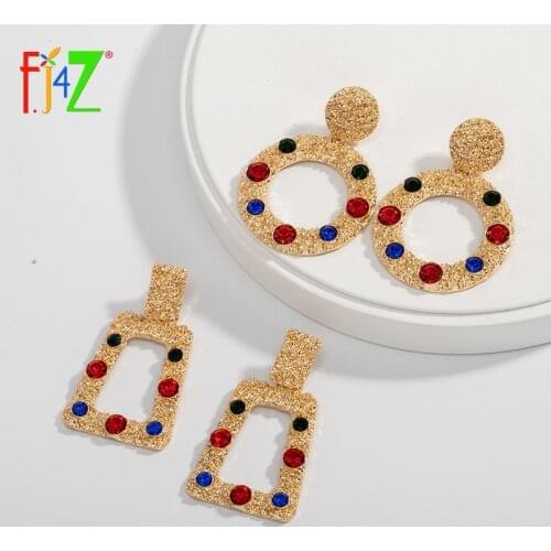 F.J4Z 2019 New Brand Earrings for Women Luxury Stone Earrings Fashion Lady Cocktail Dangle Earrings Jewelry Gifts Dropship