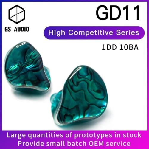 GS AUDIO GD11 10BA+1DD Hybrid Driver HiFi In-Ear Earphones with 0.78 2pin Detachable Cable IEMs for Audiophiles Musician OEM ODM