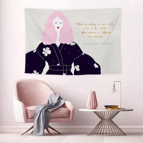 Lovely Girl Ins Nordic Tapestry Art Wall Hanging Large Room Decoration Cartoon Background Cloth Cute Tapestries for Dorm Decor