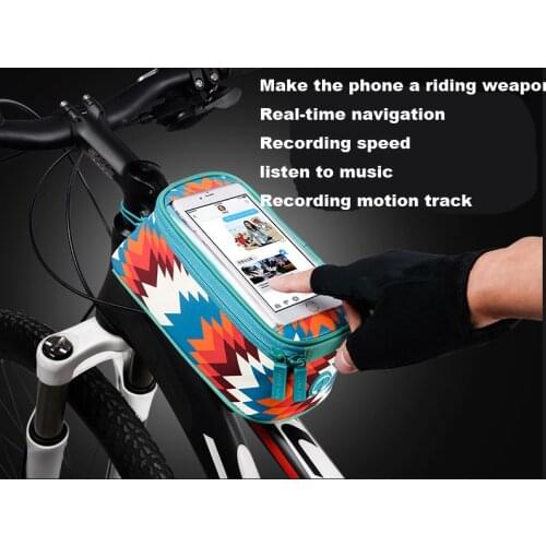 Wear Resistant Waterproof Bike Bag Frame Front Head Top Tube Cycling Bag 5.2 Inches Double Inch Touch Screen Bicycle Bag