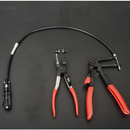 Cable Type Flexible Wire Long Reach Hose Clip Pliers+45 Degree Angle Bent Nose Hose Clamp Pliers Auto Vehicle Car Repairs Tools