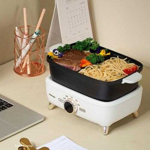 550W Electric Cooking Pot Multicooker Split Type Hotpot Electric Lunch Box Rice Cooker Barbecue Baking Pan For Home Office 1.2L