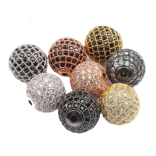 3pcs/lot Round Brass Micro Pave Cubic Zirconia Beads CZ Spacer Bead For Jewelry Making Diy Necklace Bracelet Charm 4/6/8/10/12mm