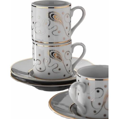 Kutahya Porcelain Dream 7050Pattern 6 Person Coffee Cup Set Turkish Coffee Espresso Made in Turkey %100 Original