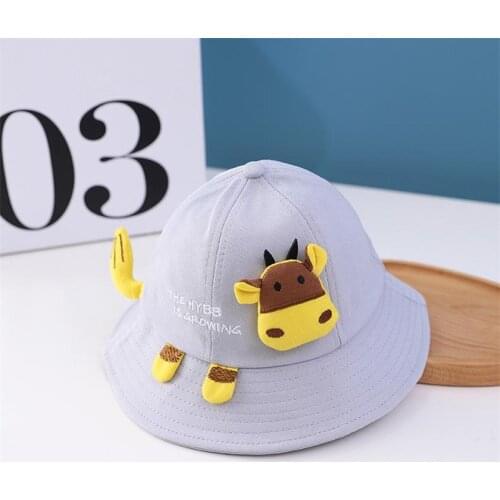LDSLYJR Spring Cartoon cow cotton Bucket Hat Fisherman Hat outdoor travel hat Sun Cap Hats for child boy and girl 33
