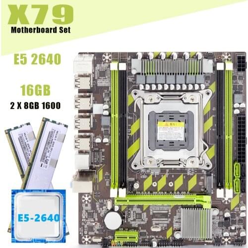 X79 LGA 2011 Socket M-ATX Motherboard with E5 2640 CPU SATA III M.2 NVME SSD 16GB MAX 1600Mhz DDR3 ECC For Intel X79 gaming set