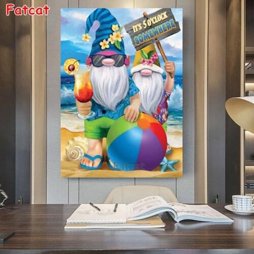 Christmas Dwarf Diamond Painting Art Kits Full Drill Round Square Summer Beach 5D DIY Mosaic Rhinestone Embroidery Gift PP2425