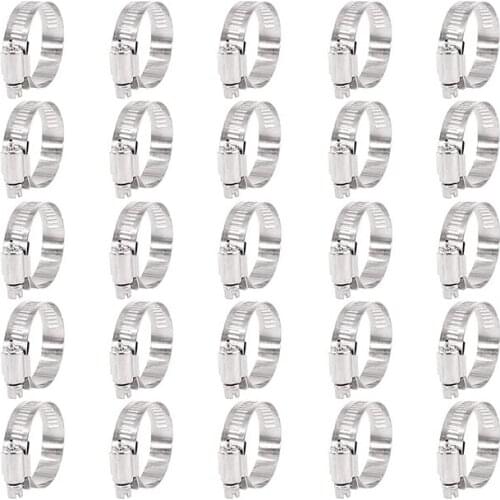 25Pcs Adjustable Fuel Line Hose Clamp Assortment Kit for Various Pipes Automotive Mechanical Use - 304 Stainless Steel (18-70MM)