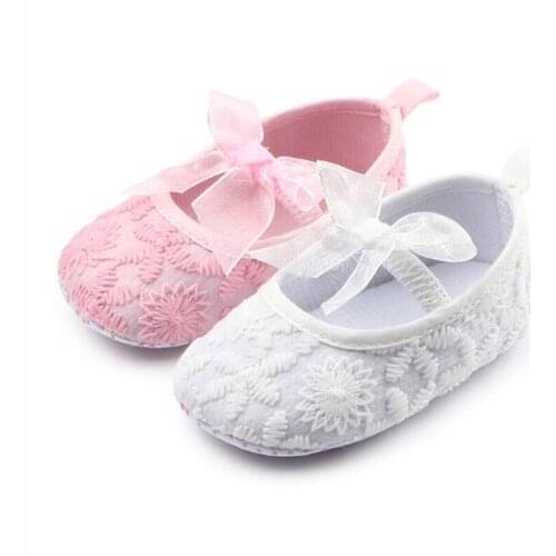 Lovely Solid Baby Girls Shoes Soft Sole First Walker Newborn Bowknot Princess Shoes