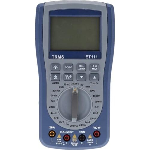ET111 Handheld LCD Digital Multimeter DC AC Voltmeter Resistance Diode Tester with Test Lead Triode Testing Attachment