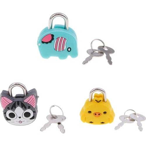 Kawaii Anti-theft Padlock Cartoon Small Metal Suitcase Luggage Lock With Keys, Creative Waterproof Key lock ,Cartoon Trunk Lock