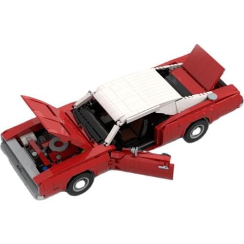 Retro Classic City sports Car Building Blocks Vehicle Pull Back Toy Models MOC-37066 Road racing Bricks Blocks Building For Boys