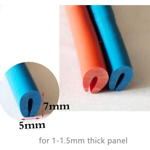 Rubber U Strip Edge Shield Encloser Bound 7x5mm 1-1.5mm Glass Metal Wood Panel Sheet Car Vehicle Auto Bumper Seals Blue Red