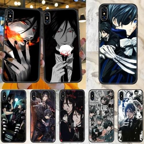 Black Butler Anime Phone Case Cover Hull For iphone 5 5s se 2 6 6s 7 8 12 mini plus X XS XR 11 PRO MAX black silicone coque soft
