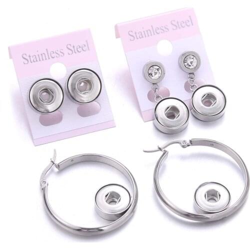 Snap Jewelry Earrings Stainless Steel 12mm Snap Button Earrings Hollow Out Water Drop Mini 12 mm snap earring charm Buttons