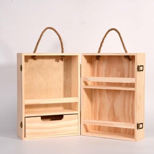 Shine Trip Standing Spice Rack Wood Spice Bottle Jars Holder with Removable Devider Outdoor Seasoning Protector Handle Box